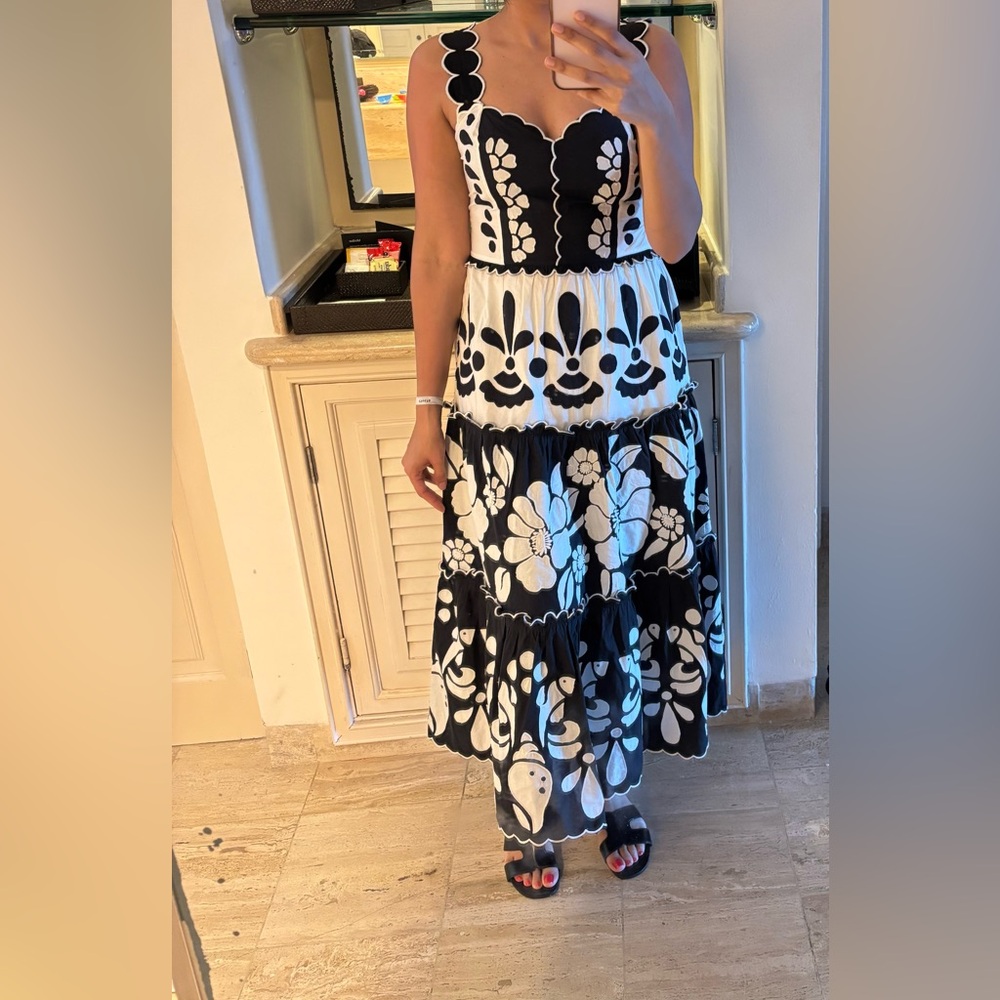 Farm Rio Black and White Floral Women Dress